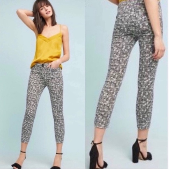 NWT Anthropologie Bowery Pineapple Pants, Cropped, Summer, Resort, Skinny, Sz‎ 2 - Picture 1 of 14